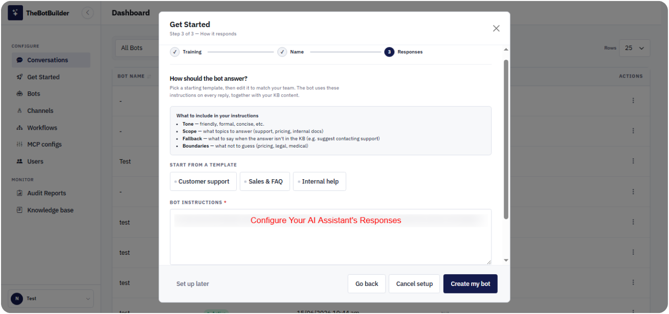 Configure your ai assistant's responses