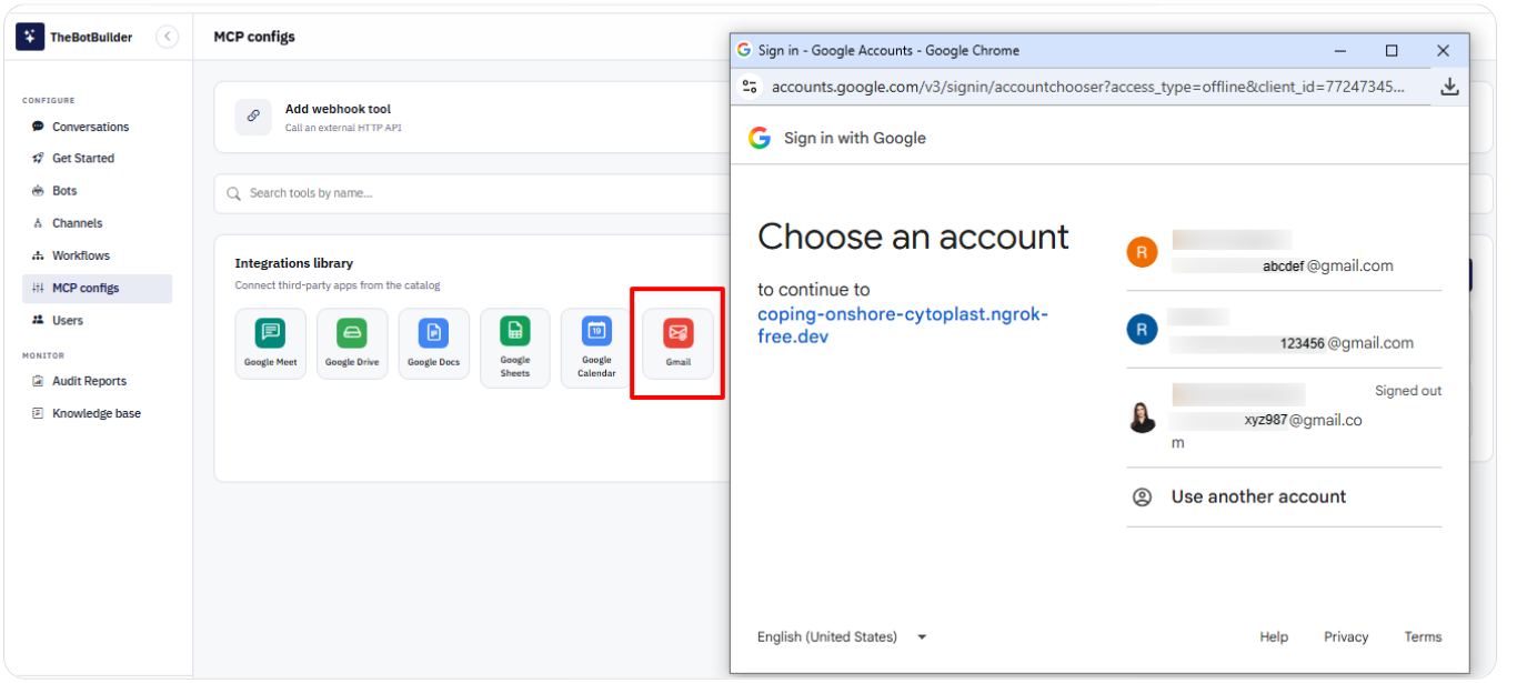 connecting gamil integration