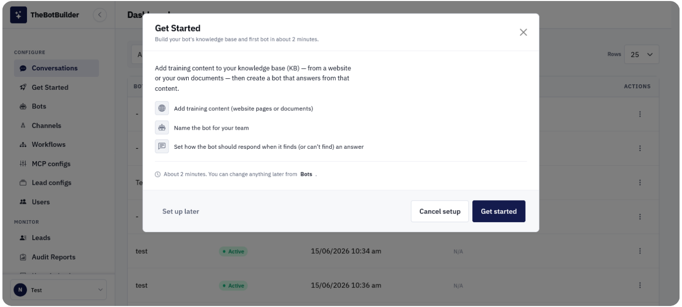get started wizard overview