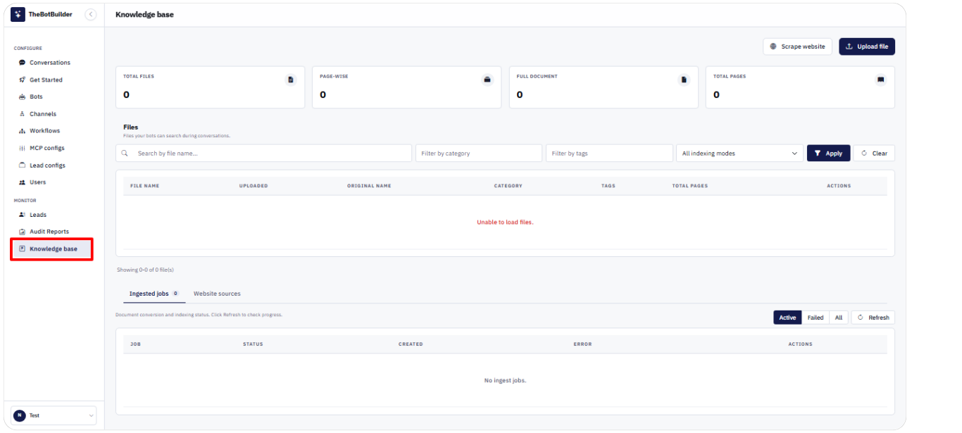 Knowledge base dashboard